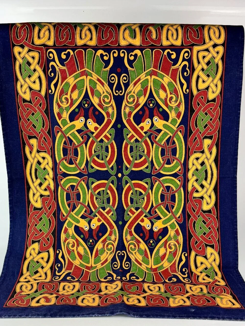 Vintage Lockhart Scotland Celtic Knot Tea Towel Vibrant Birds Cotton